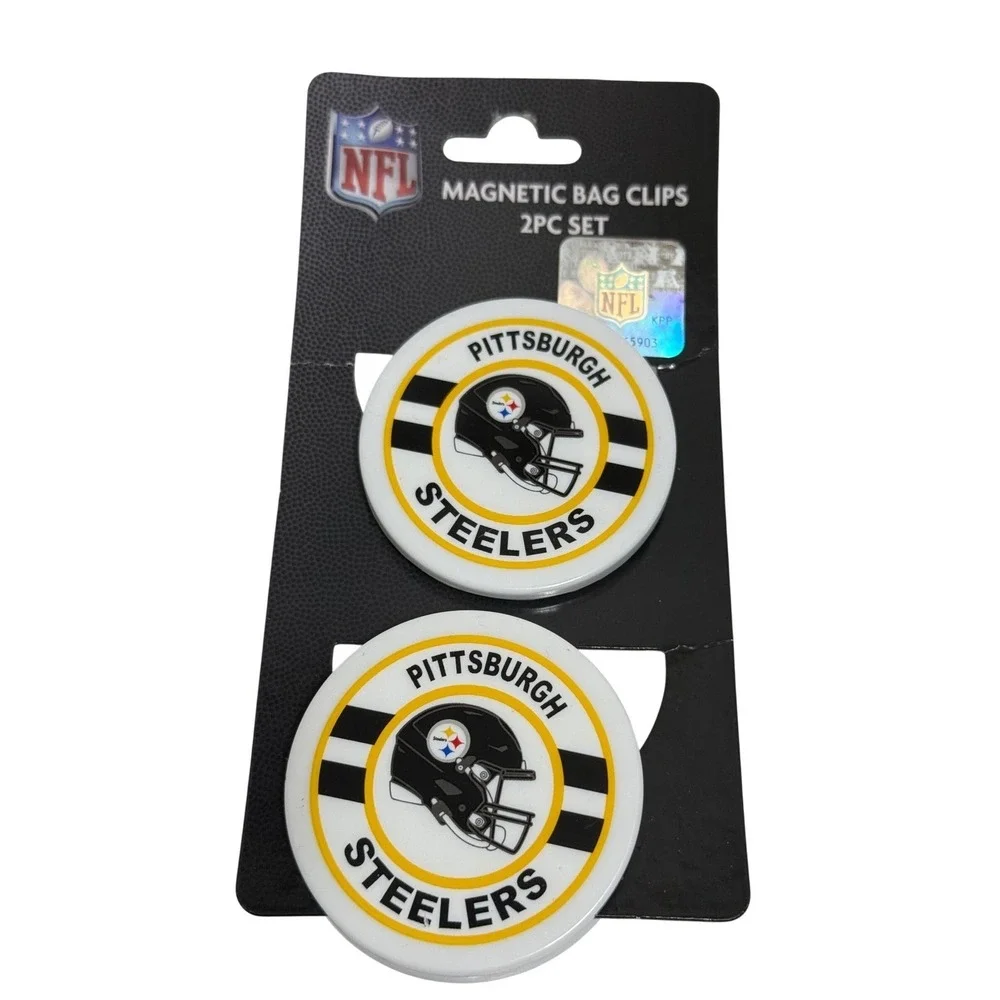 NFL Pittsburgh Steelers Magnetic Bag Clips 2PC Set White Black Yellow 4462